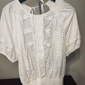 Porridge White Eyelet Lace Women's Top